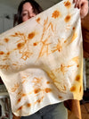 Late Summer Garden Silk Charmeuse scarf 22”x22” Square